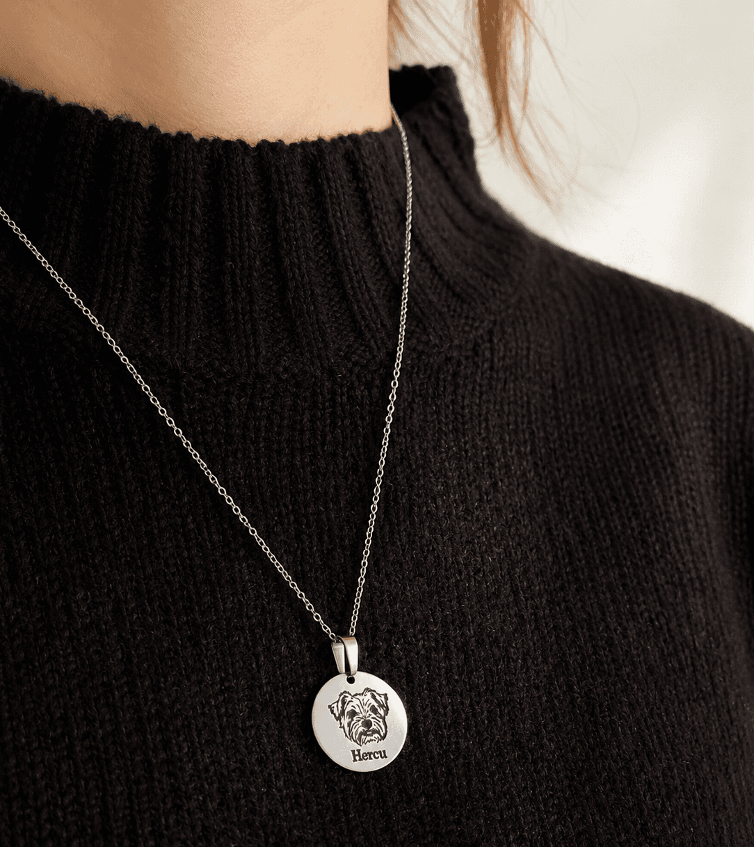 Collar de acero plateado